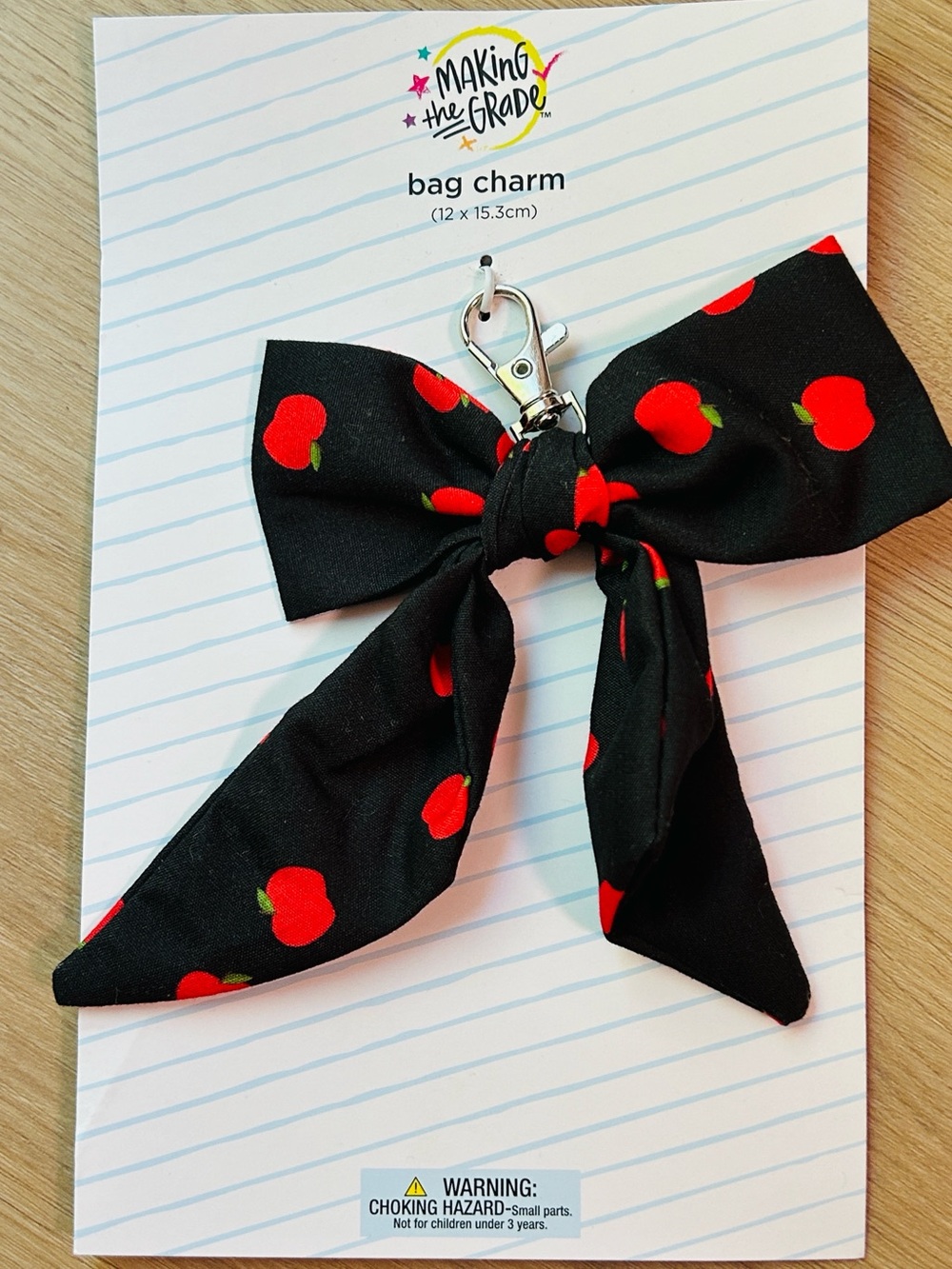 Red Apples Bow Bag Charm-Making The Grade-Teachers Gift-NEW with tags